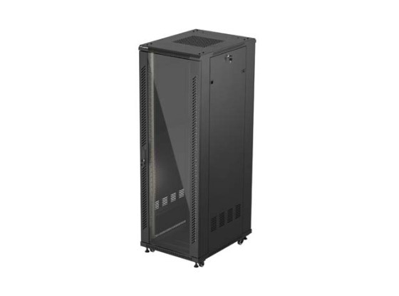 RACKSKÅP 19" FRISTÅENDE 37U/600X800 (FLAT PACK) MED GLASDÖRR SVART LANBERG
