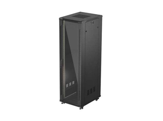 RACKSKÅP 19" FRISTÅENDE 42U/600X800 (FLAT PACK) MED GLASDÖRR SVART LANBERG