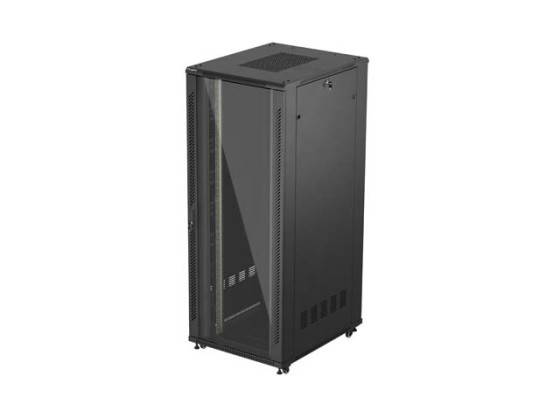 RACKSKÅP 19" FRISTÅENDE 42U/800X1000 (FLAT PACK) MED GLASDÖRR SVART LANBERG