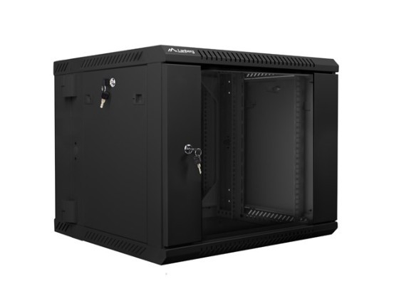 RACKSKÅP 19" VÄGGMONTERAT MED DUBBLA SEKTIONER 9U/600X600 (FLAT PACK) SVART LANBERG