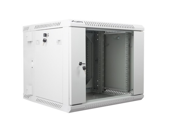 RACKSKÅP 19" VÄGGMONTERAT MED DUBBLA SEKTIONER 9U/600X600 (FLAT PACK) GRÅ LANBERG