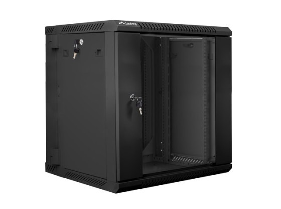 RACKSKÅP 19" DUBBEL SEKTION VÄGGMONTERAT 12U/600X600 (FLAT PACK) SVART LANBERG