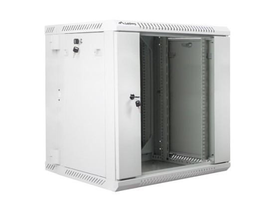 RACKSKÅP 19" DUBBEL SEKTION VÄGGMONTERAT 12U/600X600 (FLAT PACK) GRÅ LANBERG