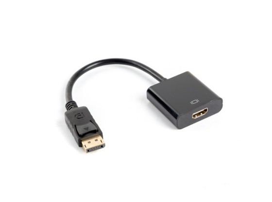 DISPLAYPORT(M) 1.2->HDMI(F) ADAPTERKABEL 10CM SVART LANBERG