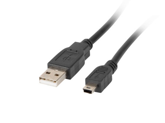 USB MINI(M)-&gt;USB-A(M) 2.0 KABEL 1,8M SVART FERRIT (CANON) LANBERG