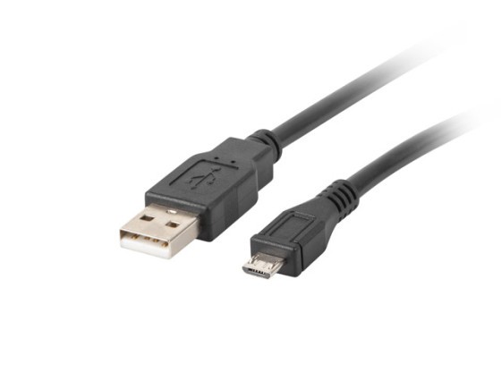 USB MICRO(M)-&gt;USB-A(M) 2.0 KABEL 0,3M SVART LANBERG