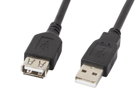 USB-A M/F 2.0 KABEL 1,8M SVART LANBERG