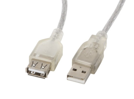 USB-A M/F 2.0 KABEL 1,8M TRANSPARENT FERRIT LANBERG