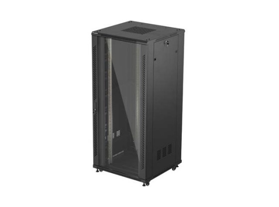 RACKMONTERAT INSTALLATIONSSKÅP 19" 37U 800X800 SVART GLASDÖRR LANBERG (FLAT PACK)
