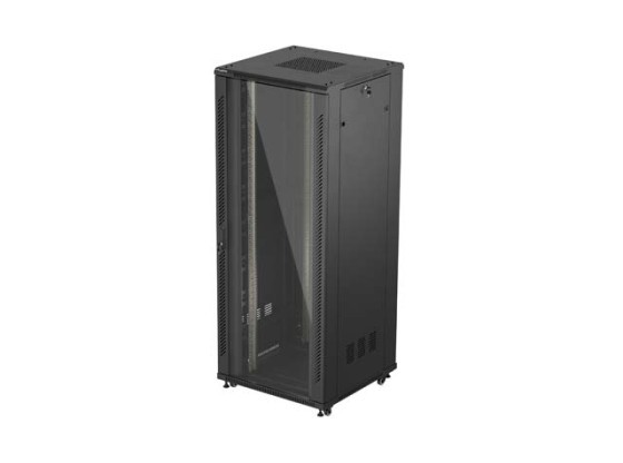 RACKMONTERAT INSTALLATIONSSKÅP 19" 42U 800X800 SVART GLASDÖRR LANBERG (FLAT PACK)