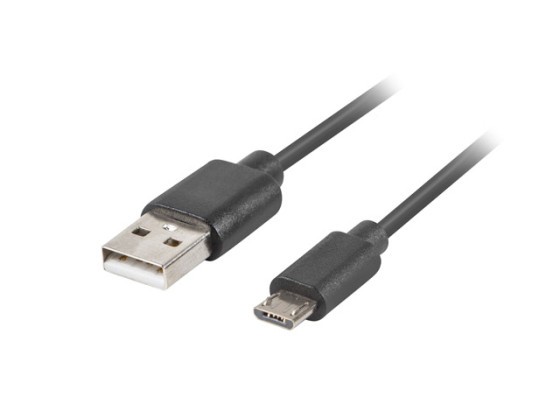 USB MICRO(M)-&gt;USB-A(M) 2.0 KABEL 3M SVART QC 3.0 LANBERG