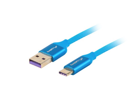 USB-C(M)-&gt;USB-A(M) 2.0 KABEL 0.5M BLÅ PREMIUM 5A LANBERG