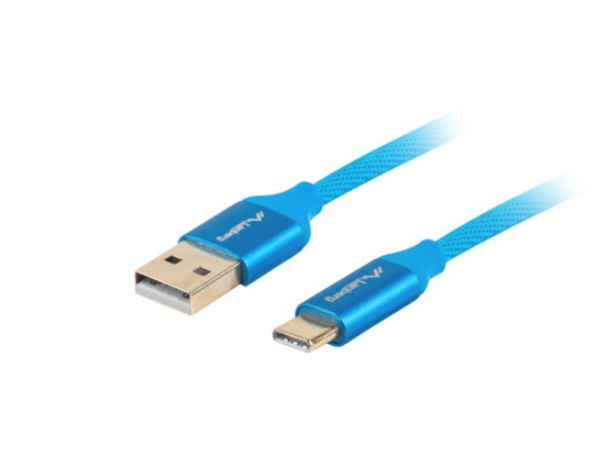 USB-C(M)-&gt;USB-A(M) 2.0 KABEL 1M BLÅ PREMIUM QC 3.0 LANBERG