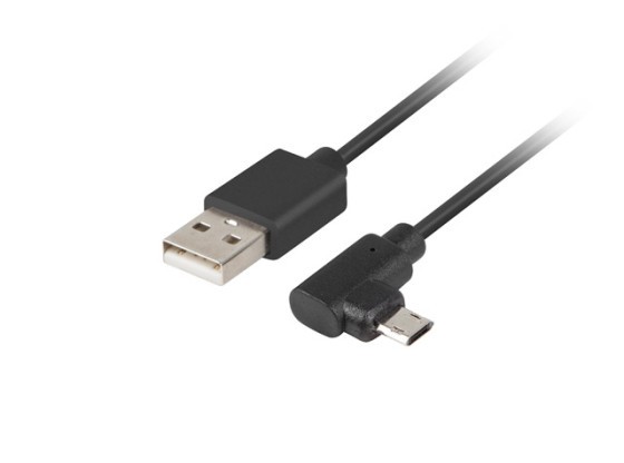 USB MICRO(M)-&gt;USB-A(M) 2.0 KABEL 1.8M VINKLAD VÄNSTER/HÖGER MICRO EASY-USB SVART LANBERG