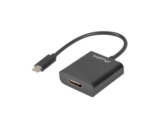 USB-C(M) 3.1-&gt;HDMI(F) ADAPTERKABEL 15CM (DISPLAYPORT ALT MODE) SVART LANBERG