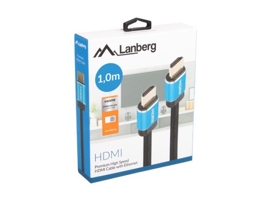 HDMI M/M V2.0 KABEL 1M CU SVART BOX PREMIUM CERTIFIKAT LANBERG
