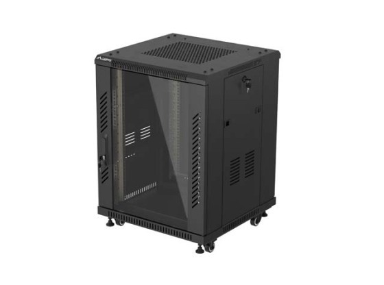 INSTALLATIONSRACK 19" 15U 600X600 SVART GLASDÖRR LANBERG (FLAT PACK)