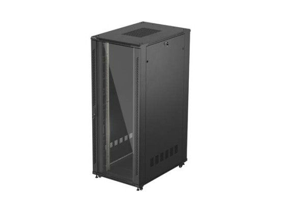 RACKMONTERAT INSTALLATIONSSKÅP 19" 42U 800X1200 SVART GLASDÖRR LANBERG (FLAT PACK)