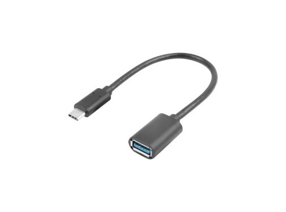 USB-C(M) 3.1-&gt;USB-A(F) ADAPTERKABEL 15CM SVART OTG LANBERG