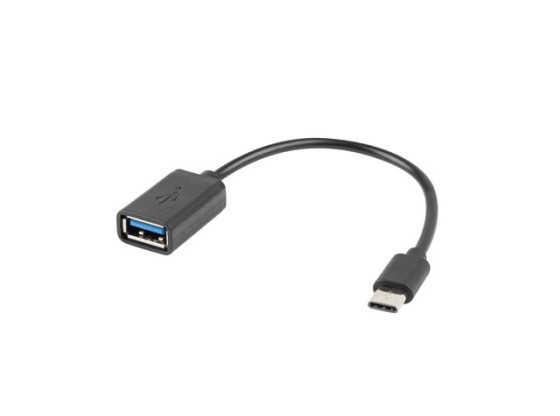 USB-C(M) 2.0-&gt;USB-A(F) ADAPTERKABEL 15CM OTG SVART LANBERG