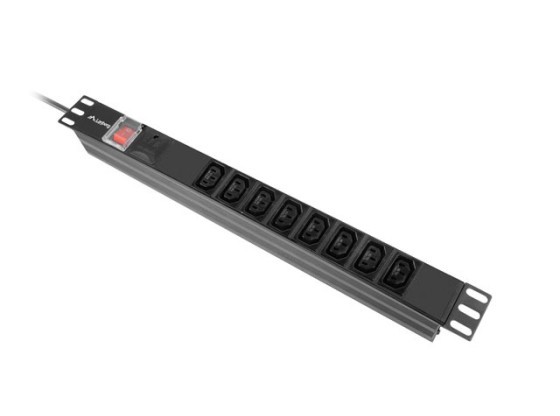 STRÖMFÖRDELNINGSENHET (PDU) 19" LANBERG 1U 16A 2M 8X IEC C13 UTTAG SVART C20