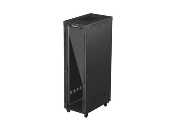 RACKSKÅP 19" FRISTÅENDE 42U/600X1000 (FLAT PACK) MED GLASDÖRR LCD SVART LANBERG V2