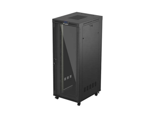 RACKSKÅP 19" FRISTÅENDE 42U/800X1000 (FLAT PACK) MED GLASDÖRR LCD SVART LANBERG V2