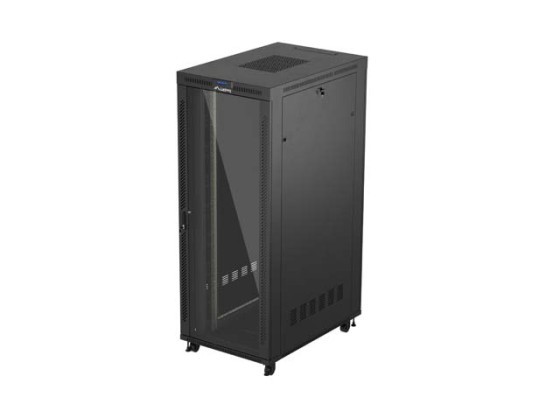 RACKSKÅP 19" FRISTÅENDE 42U/800X1200 (FLAT PACK) MED GLASDÖRR LCD SVART LANBERG V2