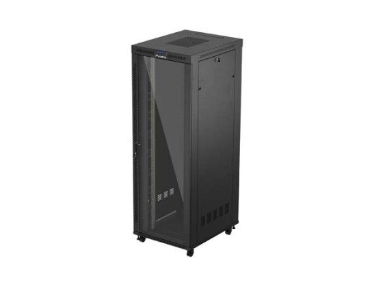 RACKSKÅP 19" FRISTÅENDE 47U/800X1000 (FLAT PACK) MED GLASDÖRR LCD SVART LANBERG V2