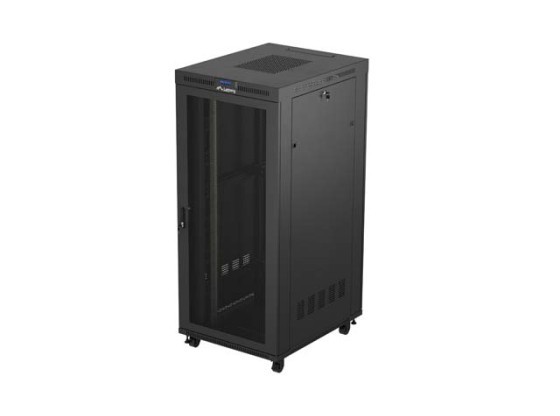 RACKSKÅP 19" FRISTÅENDE 37U/800X1000 (FLAT PACK) SVART MED GLASDÖRR LCD LANBERG V2