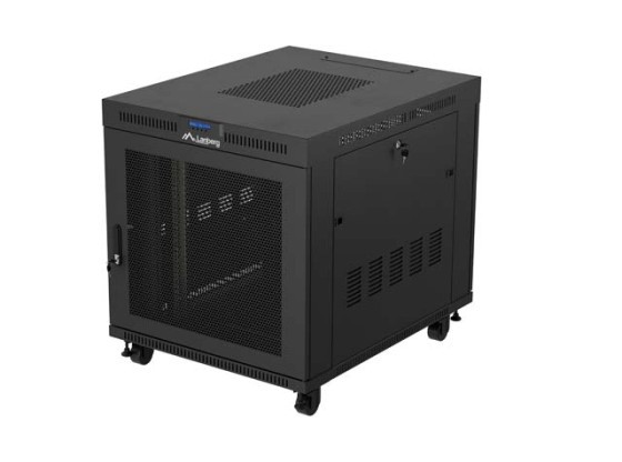 RACKSKÅP 19" FRISTÅENDE 15U/800X1000 (FLAT PACK) SVART MED GLASDÖRR LCD LANBERG V2