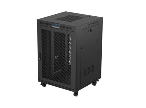 RACKSKÅP 19" FRISTÅENDE 22U/800X800 (FLAT PACK) SVART MED GLASDÖRR LCD LANBERG V2
