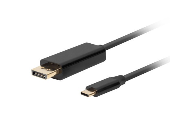 USB-C(M)-&gt;DISPLAYPORT(M) KABEL 0,5M 4K 60HZ SVART LANBERG