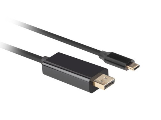 USB-C(M)-&gt;DISPLAYPORT(M) KABEL 3M 4K 60HZ SVART LANBERG