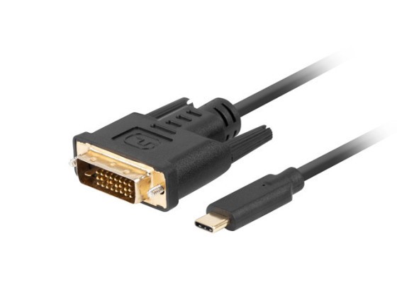 USB-C(M)-&gt;DVI-D(24+1)(M) KABEL 0,5M SVART LANBERG