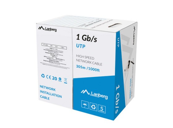 LAN-KABEL 1GB/S 305M SOLID CCA SVART LANBERG