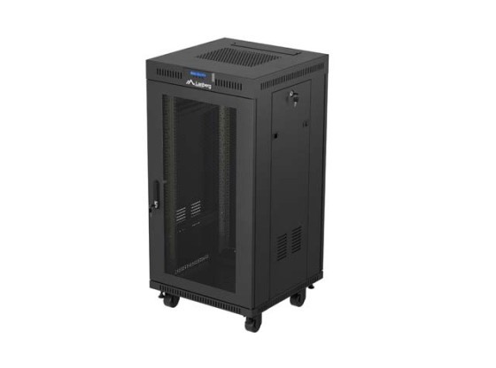 RACKSKÅP 19" FRISTÅENDE 22U/600X600 (FLAT PACK) MED NÄTDÖRR LCD SVART LANBERG V2