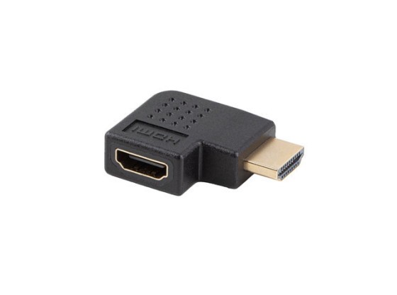 HDMI(M)-&gt;HDMI(F) ADAPTER 4K VINKLAD HÖGER SVART LANBERG