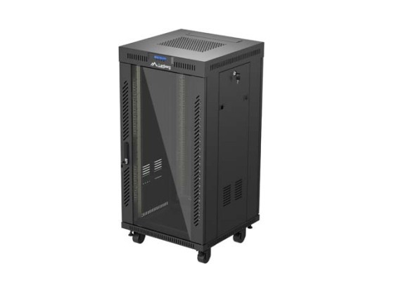 INSTALLATIONSRACK 19" 22U 600X600 SVART LANBERG GLASDÖRR (FLAT PACK) V2