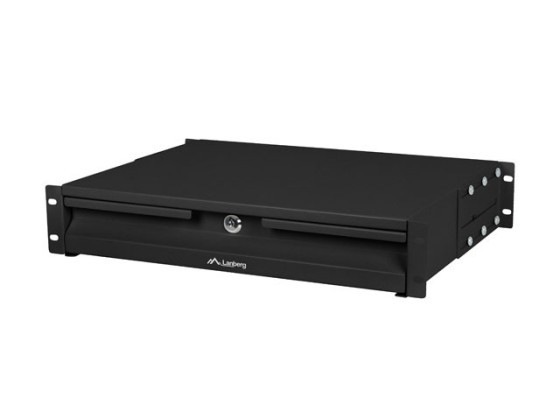 LÅDA FÖR 19" 2U 360MM SKÅP SVART LANBERG (2U/483X360MM LASTKAPACITET UPP TILL 90KG, 4-PUNKTSMONTERING)
