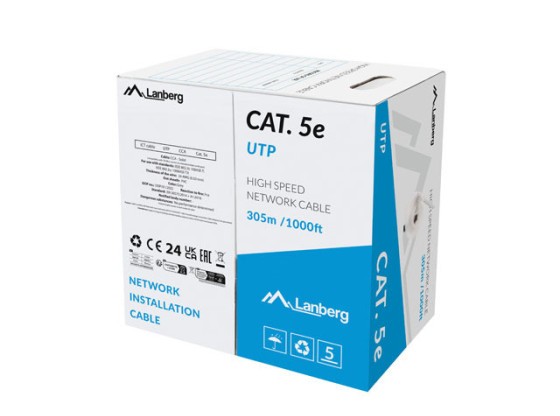 LAN UTP CAT.5E 305M WIRE CCA GRÅ FLUKE PASSERADE LANBERG