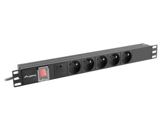GRENUTTAG RACK PDU 19" LANBERG 1U 10A 5X 230V PL 2M SVART C14