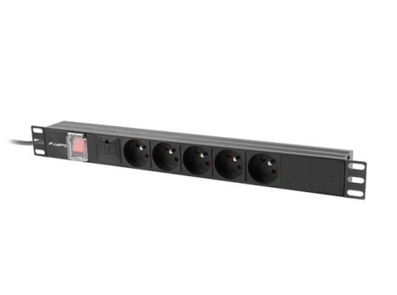 GRENUTTAG RACK PDU 19" LANBERG 1U 10A 5X 230V PL 2M SVART C14