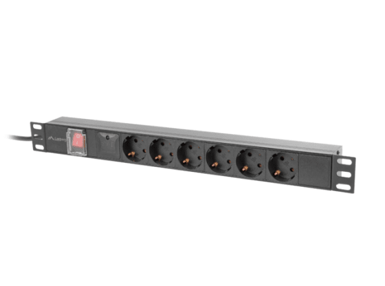 STRÖMAVTAGARE RACK PDU 19" LANBERG 1U 16A 6X 230V SCHUKO 2M SVART
