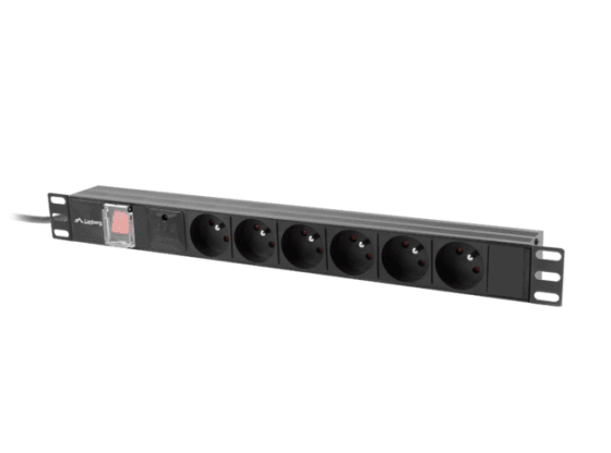 GRENUTTAG RACK PDU 19" LANBERG 1U 10A 6X 230V PL 2M SVART C14