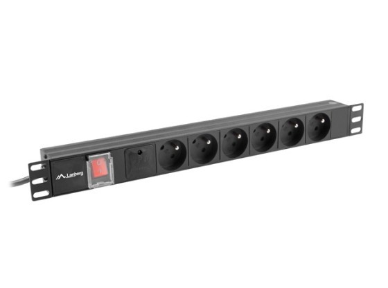 GRENUTTAG RACK PDU 19" LANBERG 1U 10A 6X 230V PL 2M SVART C14