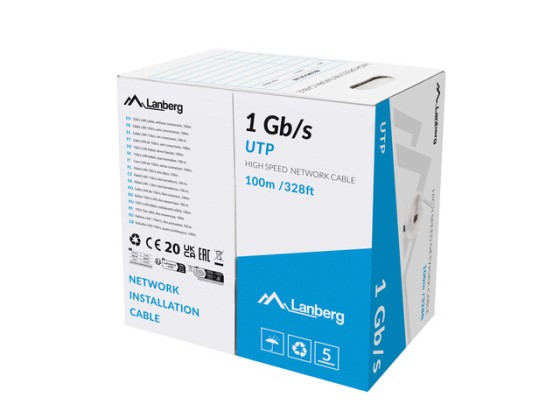 LAN UTP KABEL 1GB/S 100M TRÅD CCA GRÅ LANBERG
