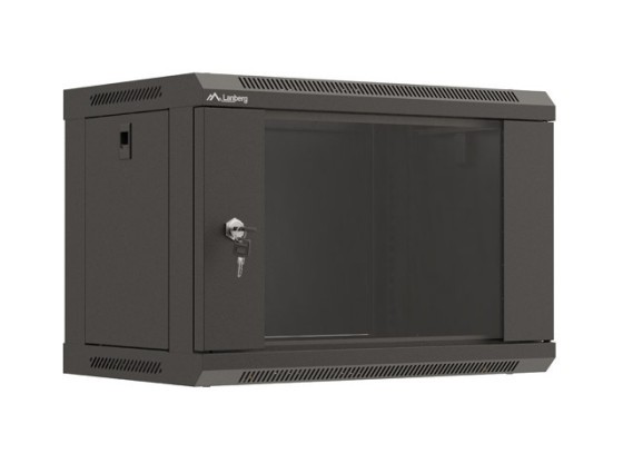 INSTALLATIONSRACK 19" 6U 540X350 SVART GLASDÖRR LANBERG (FLAT PACK)