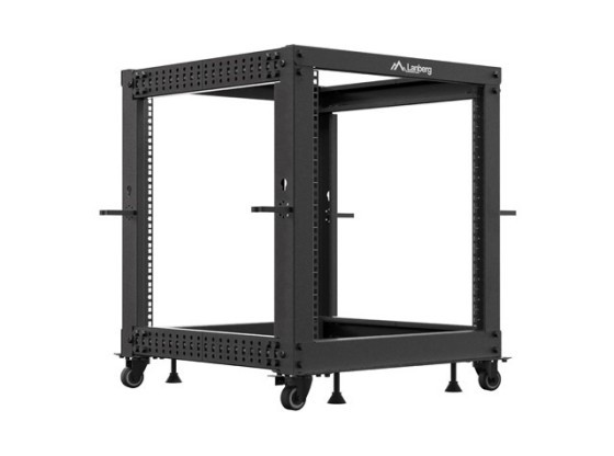 ÖPPET RACK 19" 12U 600X600-1100 JUSTERBAR SVART LANBERG
