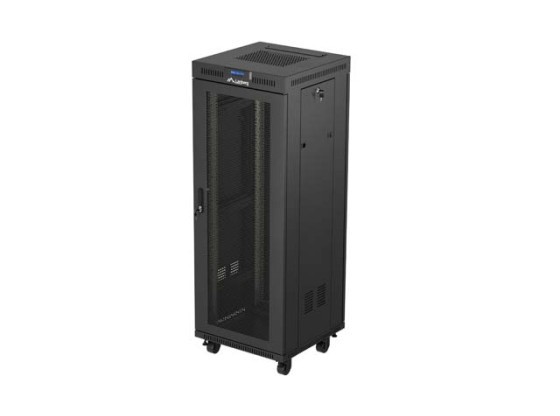 RACKMONTERAT INSTALLATIONSSKÅP 19" 32U 600X600 SVART LCD PERFORERAD DÖRR LANBERG (FLAT PACK)